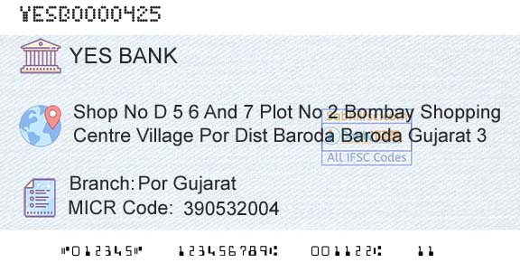 Yes Bank Por GujaratBranch 