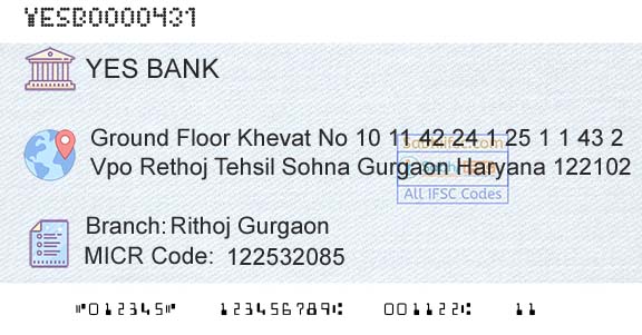 Yes Bank Rithoj GurgaonBranch 