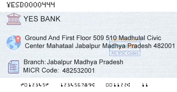 Yes Bank Jabalpur Madhya PradeshBranch 