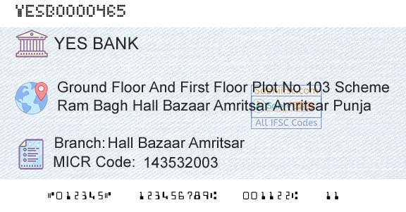 Yes Bank Hall Bazaar AmritsarBranch 