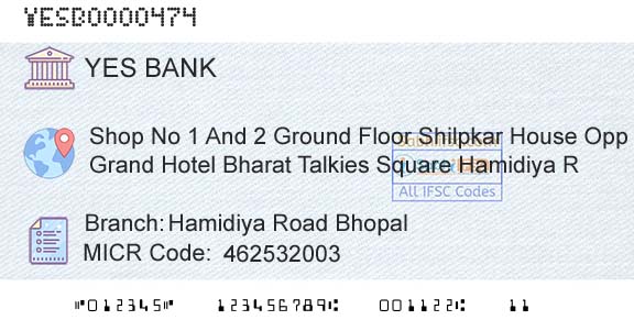 Yes Bank Hamidiya Road BhopalBranch 