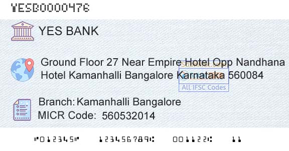 Yes Bank Kamanhalli BangaloreBranch 