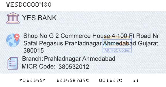 Yes Bank Prahladnagar AhmedabadBranch 
