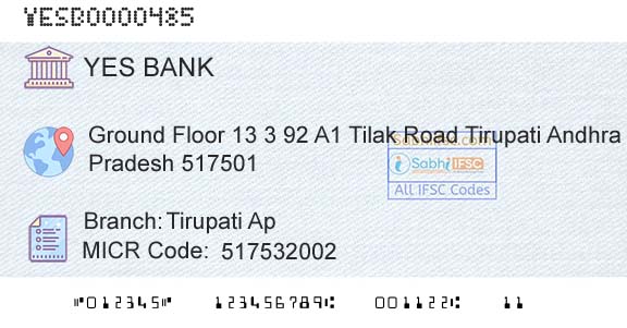 Yes Bank Tirupati ApBranch 