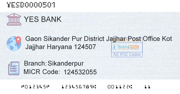 Yes Bank SikanderpurBranch 