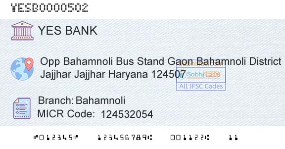 Yes Bank BahamnoliBranch 