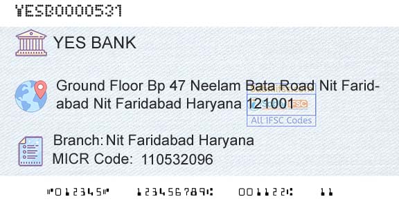 Yes Bank Nit Faridabad HaryanaBranch 