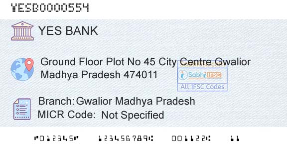 Yes Bank Gwalior Madhya PradeshBranch 