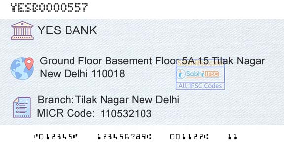 Yes Bank Tilak Nagar New DelhiBranch 