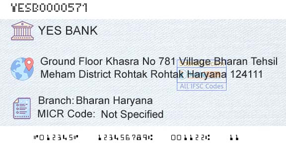 Yes Bank Bharan HaryanaBranch 