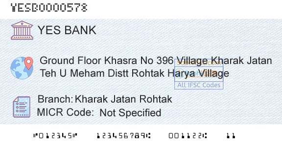 Yes Bank Kharak Jatan RohtakBranch 