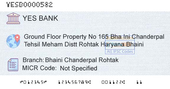 Yes Bank Bhaini Chanderpal RohtakBranch 