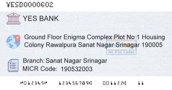 Yes Bank Sanat Nagar SrinagarBranch 