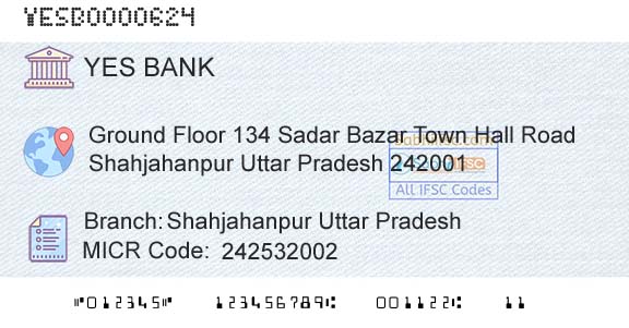Yes Bank Shahjahanpur Uttar PradeshBranch 