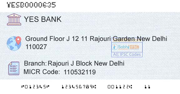 Yes Bank Rajouri J Block New DelhiBranch 