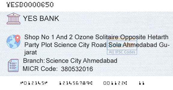 Yes Bank Science City AhmedabadBranch 