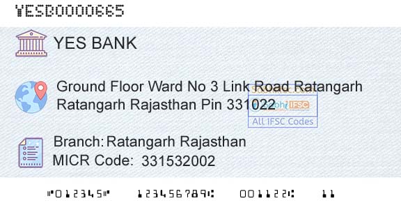 Yes Bank Ratangarh RajasthanBranch 
