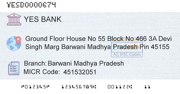 Yes Bank Barwani Madhya PradeshBranch 