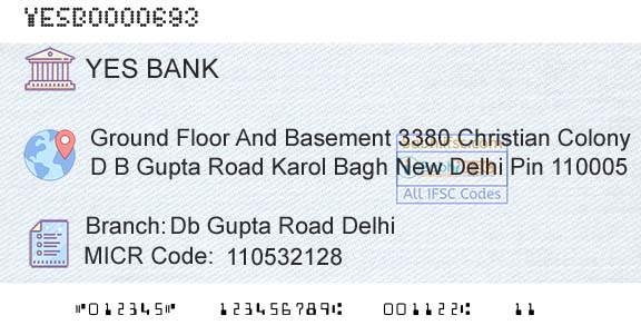 Yes Bank Db Gupta Road DelhiBranch 