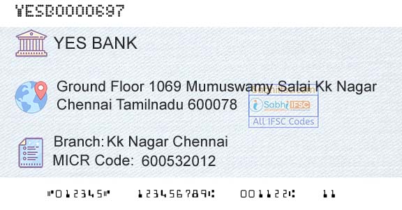 Yes Bank Kk Nagar ChennaiBranch 