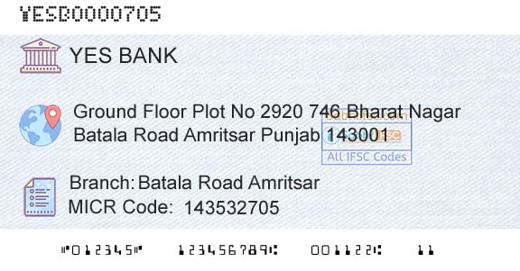Yes Bank Batala Road AmritsarBranch 