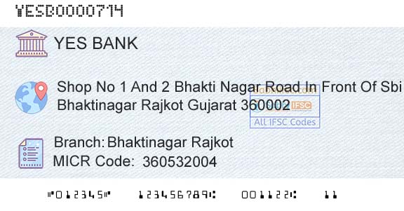 Yes Bank Bhaktinagar RajkotBranch 