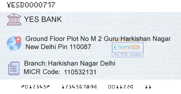 Yes Bank Harkishan Nagar DelhiBranch 