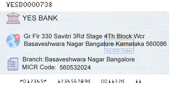 Yes Bank Basaveshwara Nagar BangaloreBranch 