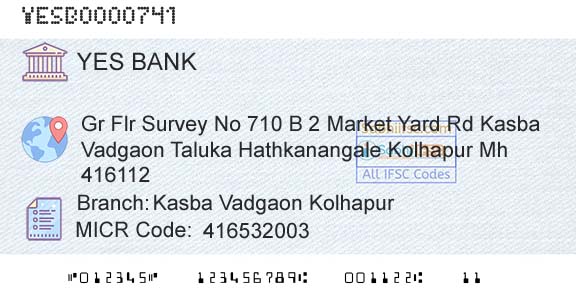 Yes Bank Kasba Vadgaon KolhapurBranch 