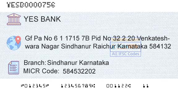 Yes Bank Sindhanur KarnatakaBranch 