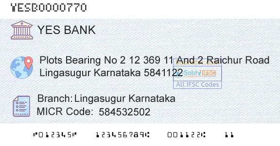 Yes Bank Lingasugur KarnatakaBranch 