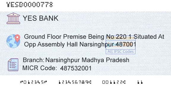 Yes Bank Narsinghpur Madhya PradeshBranch 