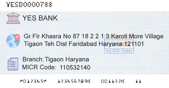 Yes Bank Tigaon HaryanaBranch 