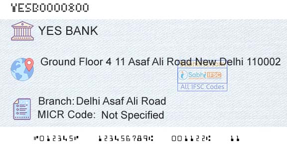 Yes Bank Delhi Asaf Ali RoadBranch 