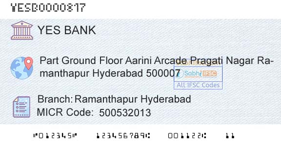 Yes Bank Ramanthapur HyderabadBranch 