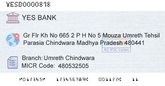 Yes Bank Umreth ChindwaraBranch 