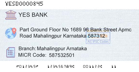 Yes Bank Mahalingpur ArnatakaBranch 