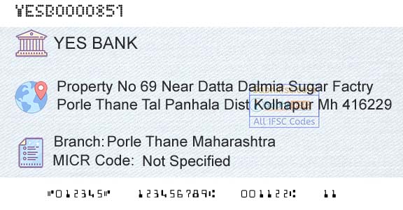 Yes Bank Porle Thane MaharashtraBranch 