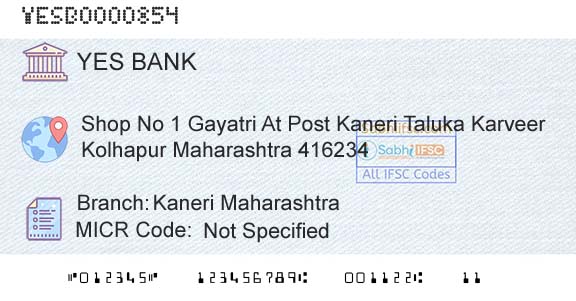 Yes Bank Kaneri MaharashtraBranch 