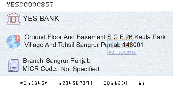 Yes Bank Sangrur PunjabBranch 