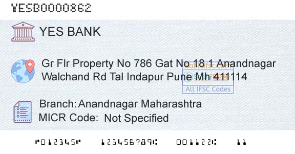 Yes Bank Anandnagar MaharashtraBranch 