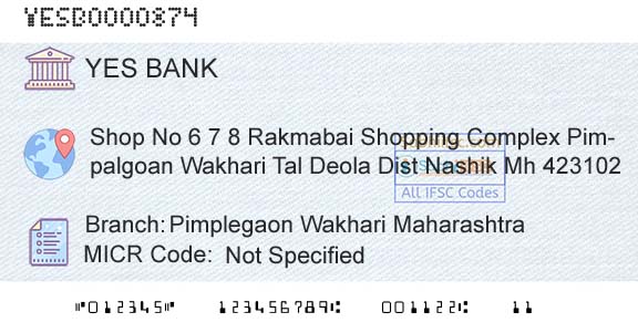 Yes Bank Pimplegaon Wakhari MaharashtraBranch 