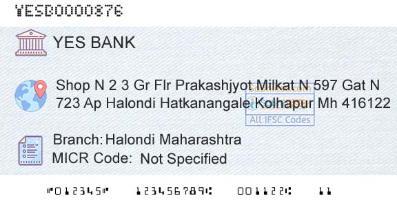Yes Bank Halondi MaharashtraBranch 