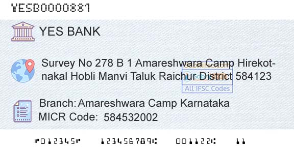 Yes Bank Amareshwara Camp KarnatakaBranch 