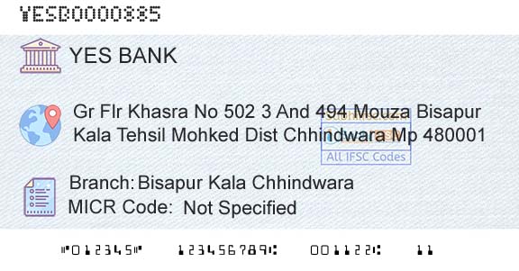 Yes Bank Bisapur Kala ChhindwaraBranch 