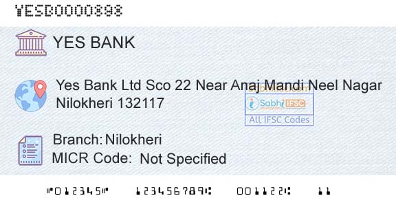 Yes Bank NilokheriBranch 