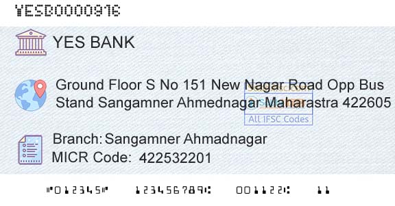 Yes Bank Sangamner AhmadnagarBranch 