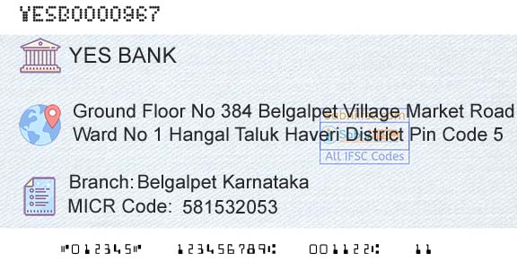 Yes Bank Belgalpet KarnatakaBranch 