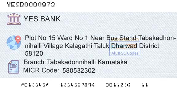 Yes Bank Tabakadonnihalli KarnatakaBranch 