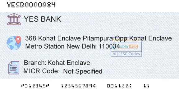 Yes Bank Kohat EnclaveBranch 